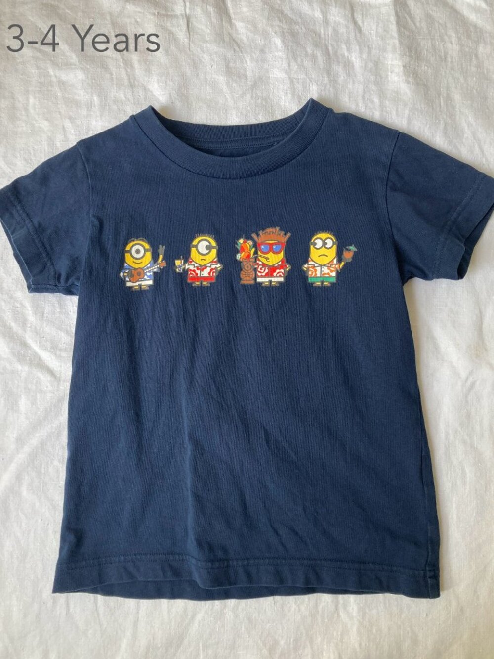 🪴5/$30 Uniqlo 3-4 Years Toddler Despicable Me Minions Navy Blue T-Shirt Fall